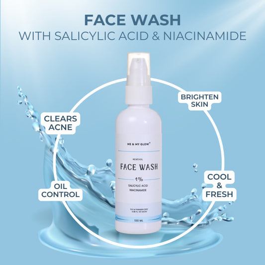 Me & My Glow 1% Salicylic Acid Gel Facewash With Niacinamide, Anti Acne, Pimples & Oil Control Face Wash ( 100 ml ) Pack Of 2