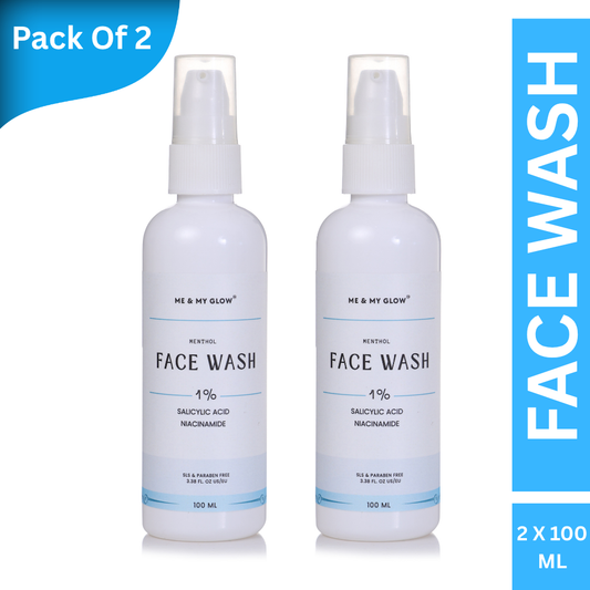 Me & My Glow 1% Salicylic Acid Gel Facewash With Niacinamide, Anti Acne, Pimples & Oil Control Face Wash ( 100 ml ) Pack Of 2